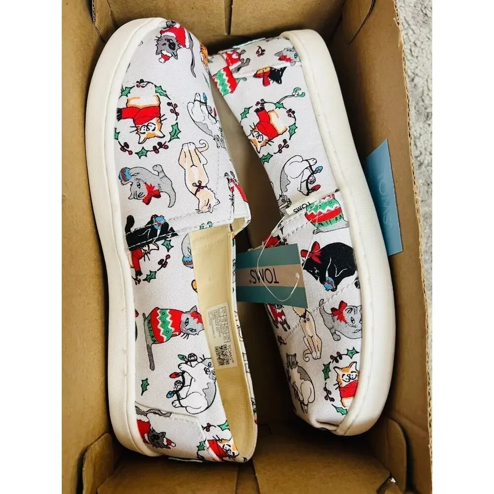 NIB❤️Toms Holidays Cats Sneaker Shoes sz1
